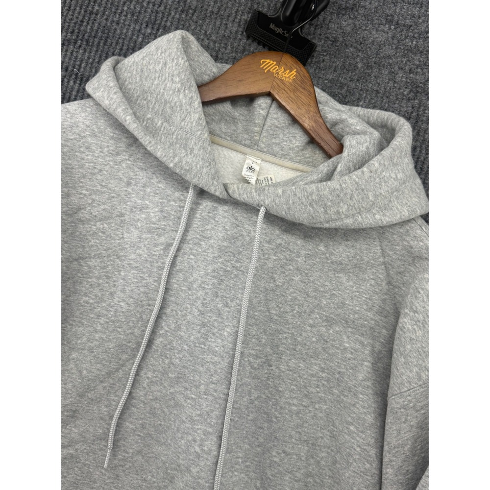 Alo Yoga Bae Hoodie Women Size L Grey Excellent Cropped Fleece Sweatshirt